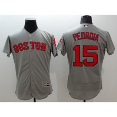 MLB Boston Red Sox 15 Dustin Pedroia Gray Flexbase 2016 Player Men Jersey