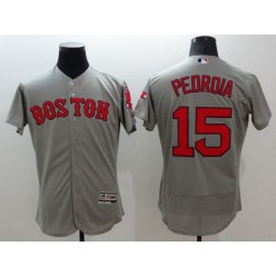 MLB Boston Red Sox 15 Dustin Pedroia Gray Flexbase 2016 Player Men Jersey