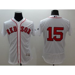 MLB Boston Red Sox 15 Dustin Pedroia No Name White Home Stitched Majestic Flex Base Men Jersey
