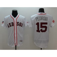 MLB Boston Red Sox 15 Dustin Pedroia White Fashion Stars & Stripes 2016 Flexbase Independence Day Men Jersey