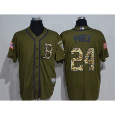 MLB Boston Red Sox 24 David Price Green Salute to Service Majestic Baseball Men Jersey