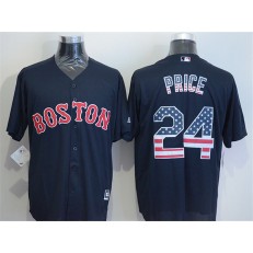 MLB Boston Red Sox 24 David Price Navy Blue USA Flag Fashion Baseball Men Jersey