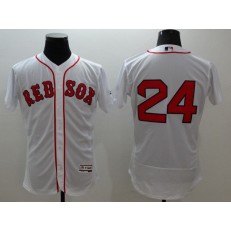 MLB Boston Red Sox 24 David Price No Name White Home Stitched Majestic Flex Base Men Jersey
