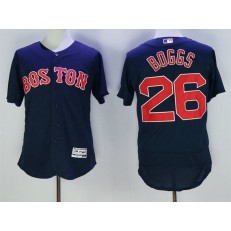 MLB Boston Red Sox 26 Wade Boggs Retired Navy Blue Stitched Majestic Flex Base Men Jersey