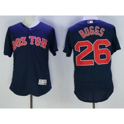 MLB Boston Red Sox 26 Wade Boggs Retired Navy Blue Stitched Majestic Flex Base Men Jersey