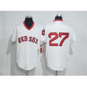 MLB Boston Red Sox 27 Carlton Fisk White Throwback Cool Base Men Jersey