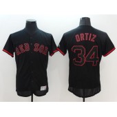 MLB Boston Red Sox 34 David Ortiz Black Fashion Flexbase Authentic Collection Stitched Men Jersey