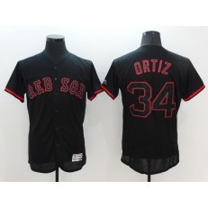 MLB Boston Red Sox 34 David Ortiz Black Fashion Flexbase Authentic Collection Stitched Men Jersey