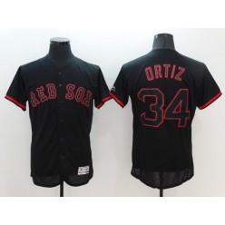 MLB Boston Red Sox 34 David Ortiz Black Fashion Flexbase Authentic Collection Stitched Men Jersey