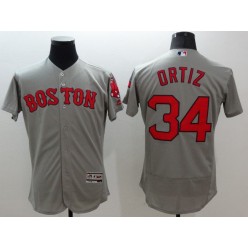 MLB Boston Red Sox 34 David Ortiz Gray Flexbase 2016 Player Men Jersey
