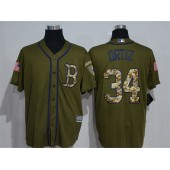 MLB Boston Red Sox 34 David Ortiz Green Salute to Service Majestic Baseball Men Jersey