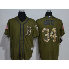 MLB Boston Red Sox 34 David Ortiz Green Salute to Service Majestic Baseball Men Jersey