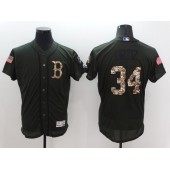 MLB Boston Red Sox 34 David Ortiz Green Salute to Service Stitched Men Jersey