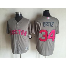 MLB Boston Red Sox 34 David Ortiz Grey New Cool Base 2016 Mother's Day Stitched Men Jersey