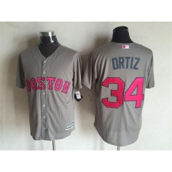MLB Boston Red Sox 34 David Ortiz Grey New Cool Base 2016 Mother's Day Stitched Men Jersey