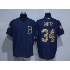 MLB Boston Red Sox 34 David Ortiz Navy Blue Salute to Service Majestic Baseball Men Jersey
