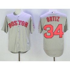 MLB Boston Red Sox 34 David Ortiz Retired Gray Road Cool Base Baseball Men Jersey
