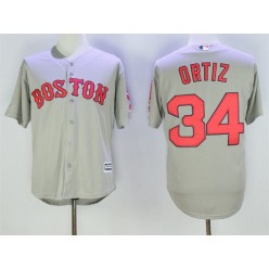 MLB Boston Red Sox 34 David Ortiz Retired Gray Road Cool Base Baseball Men Jersey