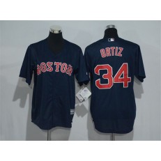 MLB Boston Red Sox 34 David Ortiz Retired Navy Blue Cool Base Baseball Men Jersey
