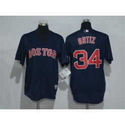 MLB Boston Red Sox 34 David Ortiz Retired Navy Blue Cool Base Baseball Men Jersey