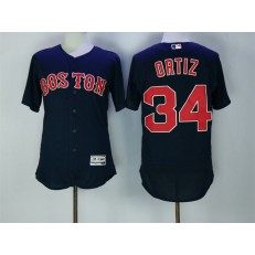 MLB Boston Red Sox 34 David Ortiz Retired Navy Blue Stitched Majestic Flex Base Men Jersey