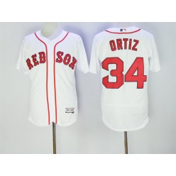 MLB Boston Red Sox 34 David Ortiz Retired White Stitched 2016 Majestic Flex Base Men Jersey