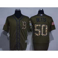 MLB Boston Red Sox 50 Mookie Betts Green Salute to Service Majestic Baseball Men Jersey