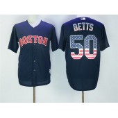 MLB Boston Red Sox 50 Mookie Betts Navy Blue USA Flag Fashion Baseball Men Jersey