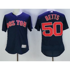MLB Boston Red Sox 50 Mookie Betts Retired Navy Blue Stitched Majestic Flex Base Men Jersey
