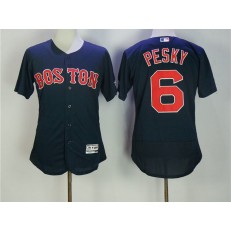 MLB Boston Red Sox 6 Johnny Pesky Retired Navy Blue Stitched Majestic Flex Base Men Jersey