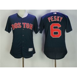 MLB Boston Red Sox 6 Johnny Pesky Retired Navy Blue Stitched Majestic Flex Base Men Jersey