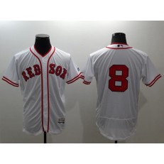 MLB Boston Red Sox 8 Carl Yastrzemski No Name White Home Stitched Majestic Flex Base Men Jersey