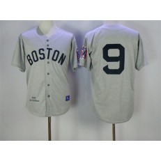 MLB Boston Red Sox 9 Ted Williams 1939 Gray Wool Throwback Jersey