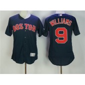 MLB Boston Red Sox 9 Ted Williams Retired Navy Blue Stitched Majestic Flex Base Men Jersey