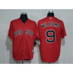 MLB Boston Red Sox 9 Ted Williams Retired Red Stitched Majestic Cool Base Men Jersey