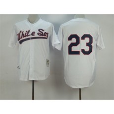 MLB Chicago White Sox 23 Robin Ventura 1990 White Buttons Throwback Men Jersey