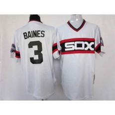 MLB Chicago White Sox 3 Harold Baines 1983 White Pullover Throwback Men Jersey