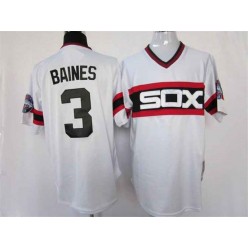 MLB Chicago White Sox 3 Harold Baines 1983 White Pullover Throwback Men Jersey