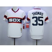MLB Chicago White Sox 35 Frank Thomas 1983 White Pullover Throwback Men Jersey