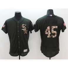 MLB Chicago White Sox 45 Michael Jordan Retired Green Salute to Service 2016 Flexbase Majestic Baseball Men Jersey