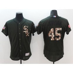 MLB Chicago White Sox 45 Michael Jordan Retired Green Salute to Service 2016 Flexbase Majestic Baseball Men Jersey