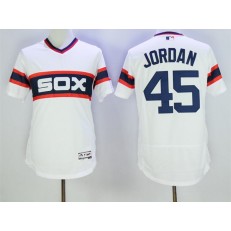 MLB Chicago White Sox 45 Michael Jordan Retired White Pullover 2016 Flexbase Majestic Baseball Men Jersey