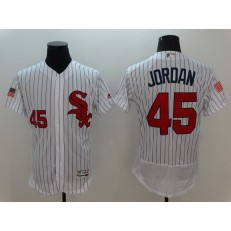 MLB Chicago White Sox 45 Michael Jordan White Stars & Stripes Fashion Independence Day Stitched Majestic Flex Base Men Jersey