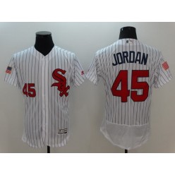MLB Chicago White Sox 45 Michael Jordan White Stars & Stripes Fashion Independence Day Stitched Majestic Flex Base Men Jersey