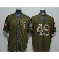 MLB Chicago White Sox 49 Chris Sale Green Salute to Service Majestic Baseball Men Jersey