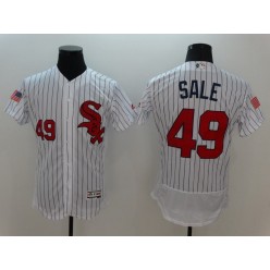 MLB Chicago White Sox 49 Chris Sale White Stars & Stripes Fashion Independence Day Stitched Majestic Flex Base Men Jersey