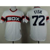 MLB Chicago White Sox 72 Carlton Fisk 1983 White Pullover Throwback Men Jersey