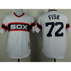 MLB Chicago White Sox 72 Carlton Fisk 1983 White Pullover Throwback Men Jersey