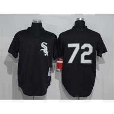 MLB Chicago White Sox 72 Carlton Fisk Black Stitched Cooperstown Mesh Batting Practice Mitchell & Ness Men Jersey