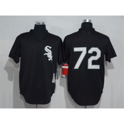 MLB Chicago White Sox 72 Carlton Fisk Black Stitched Cooperstown Mesh Batting Practice Mitchell & Ness Men Jersey